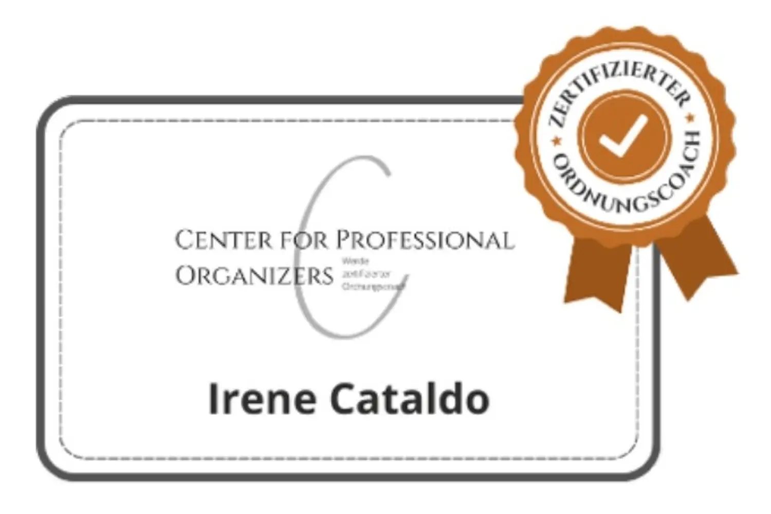 Irene Cataldo, Zertifikatssiegel